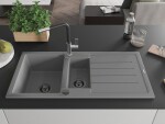 MEXEN/S MEXEN/S - Andres granitový drez s odkvapkávačom vrátane batérie Flora, šedá 6515-71-670401-07-B