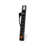 Acar USB panel s přepěťovou ochranou černý / Prodlužovací panel / 6 zásuvek / 2x USB / 3m / 2300W (ppacarusb-3)