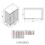 CERANO - Sprchovací kút Lantono - pravá - 8 mm - Soft-Close - chróm, mliečne sklo - 120x90 - posuvný CER-665554