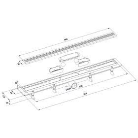 POLYSAN - INDY podlahový žľab s roštom z nerezové oceli, L-910, DN50 73661