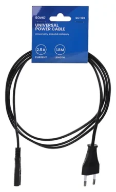 Savio CL-100 čierna / Napájací kábel / IEC Type E - IEC C7 / 1,8 m / 2,5 A (CL-100)