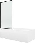 MEXEN/S - Cubik obdĺžniková vaňa 170 x 70 cm s panelom + vaňová zástena 70, čierna vzor 550317070X9307017070