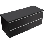 CERANO - Kúpeľňová skrinka Velora - čierna matná, úchytka chrómová + doska pod umývadlo Navira Pro - 36 mm - 120x56,6x46,5 CER-668579