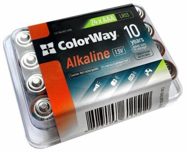 Colorway alkalická batéria AAA 24ks / 1.5V / Plastový box (CW-BALR03-24PB)