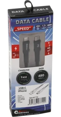 Compass Nabíjecí kabel SPEED USB-C - iPhone 1,5 m / Nabíjecí kabel / PD 20W / Nylonový oplet