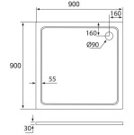 H K - THOR Sprchová vanička z liateho mramoru, štvorec, 90x90x3 cm SE-THOR-90SQ