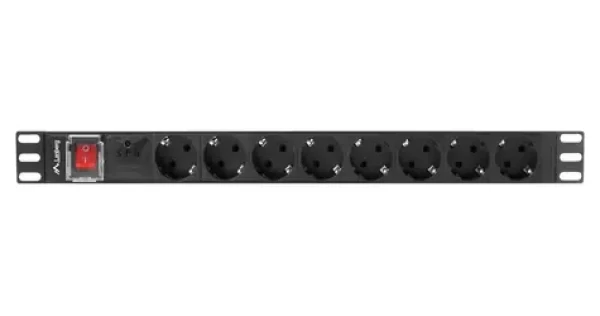 Lanberg PDU čierna / Zásuvková lišta do racku / 1U / 19" / 8x zásuvka Schuko / 16 A / 2 m (PDU-08F-0200-BK)