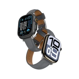 AmazingThing Class Band šedá / Kožený remienok / pre Apple Watch / 45/46/49 mm
