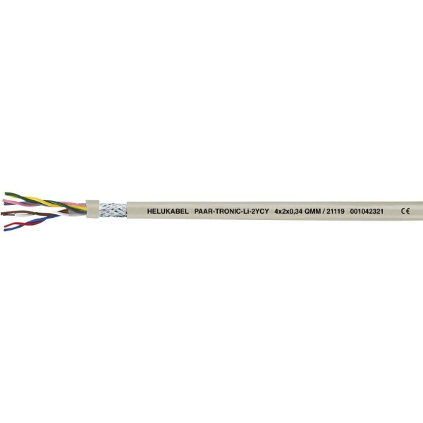 HELU 21111-500 dátový kábel Li2YCY 2 x 2 x 0.22 mm² sivá 500 m; 21111-500
