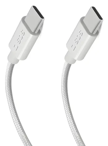 SBS USB-C - USB-C 2m biela / Kábel / Opletený / 60W Power Delivery
