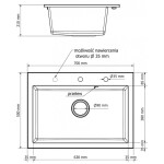 MEXEN/S MEXEN/S - Elix granitový drez 1-miska 700 x 500 mm, čierna/zlatá metalik, sifón čierna 6526701005-75-B
