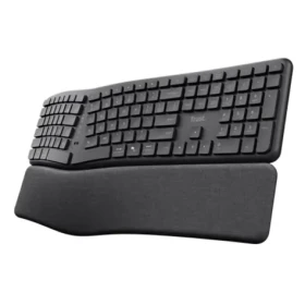 Trust Keyra čierna / Ergonomická bezdrôtová klávesnica / membránová / Bluetooth + RF / US Layout (25459)