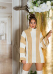 Trendy chunky knit dress with turtleneck Einheitsgroesse