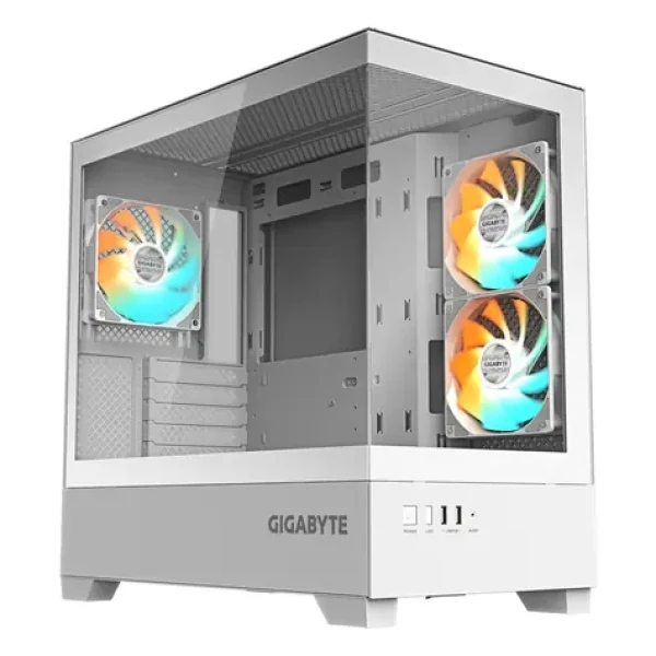 GIGABYTE C201 PANORAMIC ICE biela / Midi tower / Micro ATX / 2x USB 3.0 / 3x 120mm ARGB / bez zdroja / priehľadná bočnica (GB-C201PI)