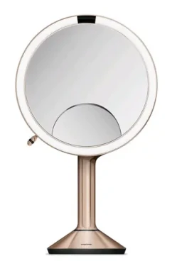Simplehuman Kozmetické zrkadlo Sensor TRIO / LED osvetlenie/ 1x/5x/10/ dobíjacie/ rose gold (ST3034)