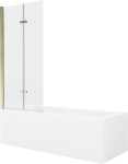 MEXEN/S - Cubik obdĺžniková vaňa 160 x 70 cm s panelom + vaňová zástena 80, transparent, zlatá 550316070X9208025000