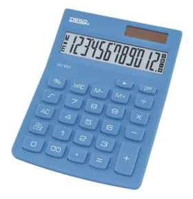 AVELI DESQ XL svetlo modrá / Stolová kalkulačka / 12miestna / solárna + AAA (30110.16)