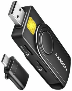 Axagon CRE-SMP2A čierna / Vrecková čítačka SMART, microSD/SD a SIM kariet / USB-A amp; C 2.0 (CRE-SMP2A)