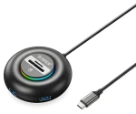 Orico YXR5-C3 čierna / USB Hub / 4X USB-A 3.0 / RGB / čítačka SD a microSD / kábel 1,8 m