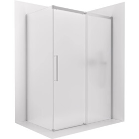 CERANO - Sprchovací kút Lantono - pravá - 8 mm - Soft-Close - chróm, mliečne sklo - 130x100 - posuvný CER-665557