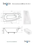 BESCO - Asymetrická vaňa LUNA - Nožičky k vani - Bez nožičiek, Rozmer vane - 150 × 80 cm, Spôsob prevedenia - Ľavé VANLUN150L