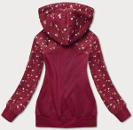 Dámska bordová mikina s kvetmi (AMG828) odstíny červené S (36)