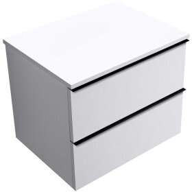 CERANO - Kúpeľňová skrinka Velora - biela matná, úchytka čierna + doska pod umývadlo Navira Slim - 18 mm - 70x54,8x46,5 CER-664720