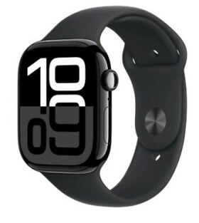 Apple Watch Series 10 GPS+Cellular 42mm Klavírno čierne hliníkové telo - Čierny športový remienok (S/M) / 130-180 mm (MWX63)