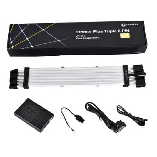 Lian Li Strimer Plus Triple 8-pin RGB PCIe kábel + diaľk. ovládanie / 3x 8-pin / ARGB / dĺžka 30 cm (STRIMER-PLUS-8-3X)