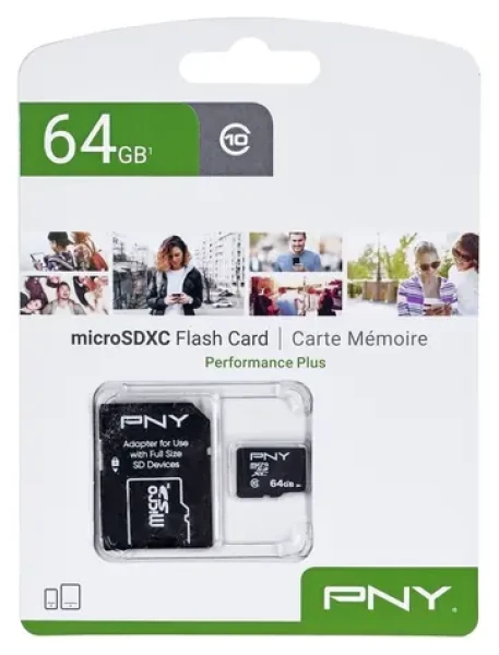 PNY Performance PLUS 64GB / Pamäťová karta / MicroSDXC / Class 10 / SD adaptér (P-SDU64G10PPL-GE)