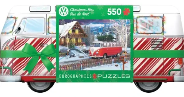 EUROGRAPHICS Puzzle v plechovej krabičke Vianočný autobus Volkswagen