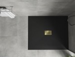 MEXEN/S - Hugo sprchová vanička SMC 130x100, čierna, krytka zlatá 42701013-G