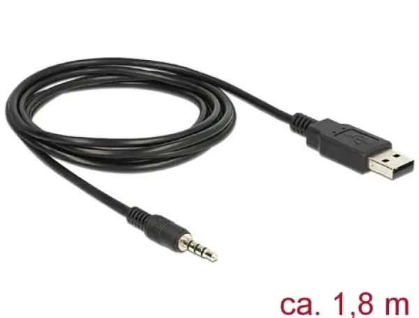 DeLock kábel USB TTL samec 3.5 mm 4 pin stereo jack samec 1.8 m čierna / 3.3 V (83779-D)