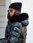 Dámska prešívaná zimná bunda s kapucňou CRYSTAL black FashionStreet TY4584 XL