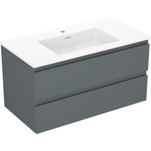 MEXEN/S - Orio kúpeľňová skrinka 90 cm s umývadlom Otis, 2 zásuvky, grafit mat/biela mat 91A10-09047-2-BFF66-W18M01