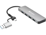 Sandberg rozbočovač strieborná / USB-C/A na 4 x USB 3.0 (136-63)