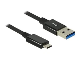 DeLock Kábel USB 3.2 Gen 2 USB-C (M) - USB-A (M) čierna / 1 m / 10 Gbps / koaxiál (83983)
