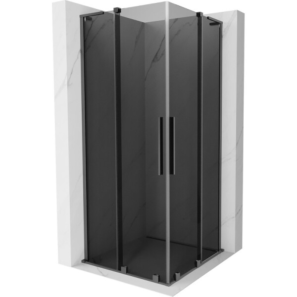 MEXEN/S - Velar L Duo sprchovací kút, posuvné dvere 80 x 80, grafit, grafit metal 871-080-080-02-43-95
