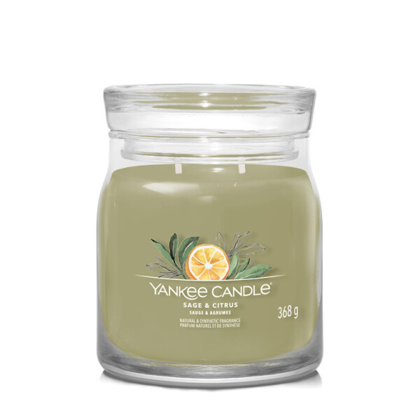 Yankee Candle Signature Sage amp; Citrus stredný pohár 368g / doba horenia až: 50 h (5038581129020)