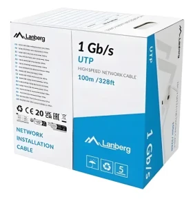 Lanberg UTP kábel drôt sivý / CCA / 100 m / 1000 Mb/s (LCU6-10CC-0100-S)