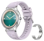 Colmi L28 strieborno-fialová, strieborný oceľový remienok / Chytré hodinky / AMOLED displej / Bluetooth volanie / IP68 (L28 Silver-purple)