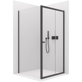 CERANO - Sprchovací kút Varone POINT Ľ/P - 6 mm - čierna matná, transparentné sklo - 100x80x195 - posuvný CER-DY505B-10080