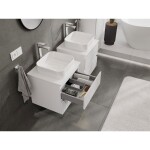 MEXEN/S - Rivel kúpeľňová skrinka pod umývadlo 50 cm s doskou, 2 zásuvky, reliéf, biela mat 91A20-05047-2-BFFC01