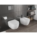 MEXEN/S - Carmen Závesná WC misa Rimless Tornado vrátane sedátka s slow, duroplast, biela lesk 30880200T