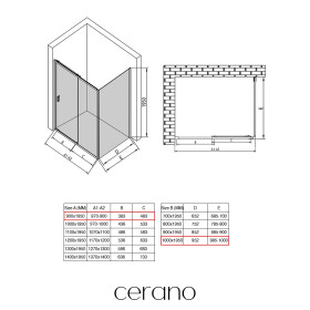 CERANO - Sprchovací kút Varone LINE Ľ/P - 6 mm - čierna matná, grafitové sklo - 90x100x195 - posuvný CER-8050BD7231