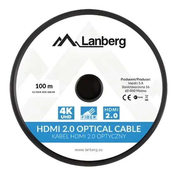 Lanberg Kábel optický HDMI 2.0 (M) - HDMI 2.0 (M) 100 m čierna / AOC / 4K / 60Hz (CA-HDMI-20FB-1000-BK)