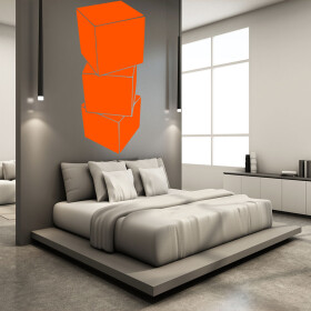 Veselá Stena Samolepka Kocky 3D Farba: oranžová, Veľkosť: 60 x 27 cm