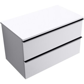CERANO - Kúpeľňová skrinka Velora - biela matná, úchytka čierna + doska pod umývadlo Navira Slim - 18 mm - 80x54,8x46,5 CER-664723