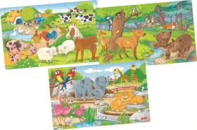 GOKI Drevené puzzle Zvieratá 3x24 dielikov