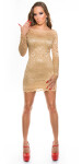 Sexy KouCla long sleeve mini lace dress champagne 12